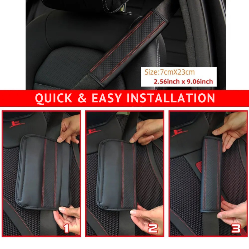 Embossed Leather Seatbelt Cover – Comfort & Elegance | ErgoBelt™