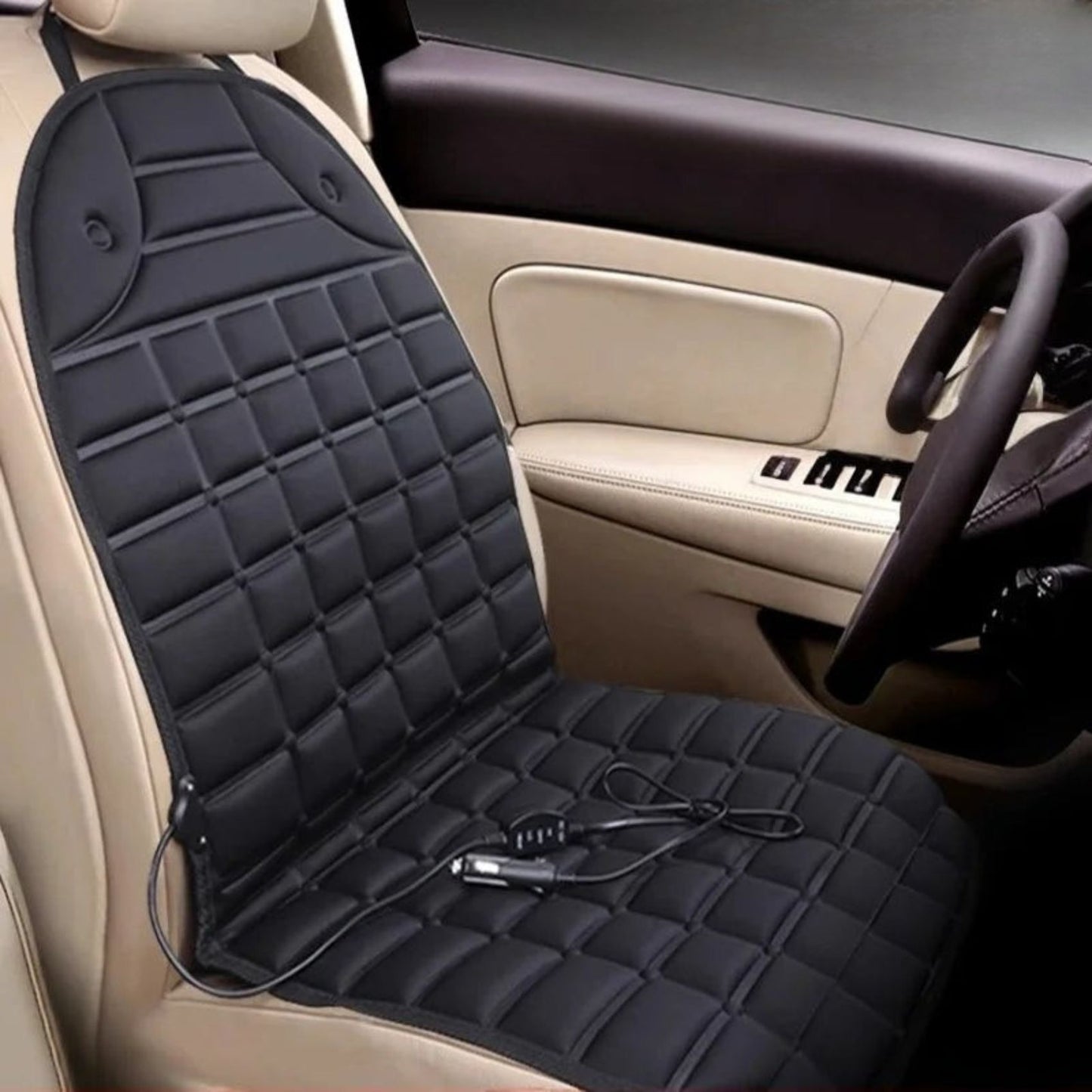 Coussin de siège chauffant voiture 12V – Chaleur rapide et confort en hiver | ThermiCar™